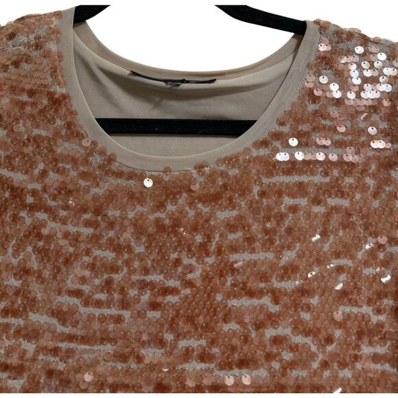 BCBG Maxazria Medium Sequined Brown Short Sleeve Dress - Picture 3 of 7